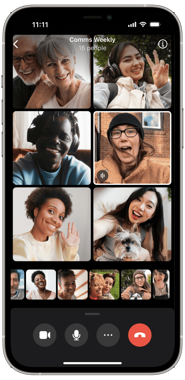 Signal iPhone 版群组视频通话界面示例,图片来自 Signal 官网